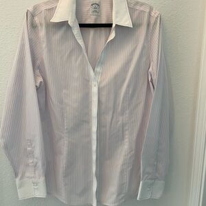 Brooks Brothers Pink and White Striped Dress Shirt